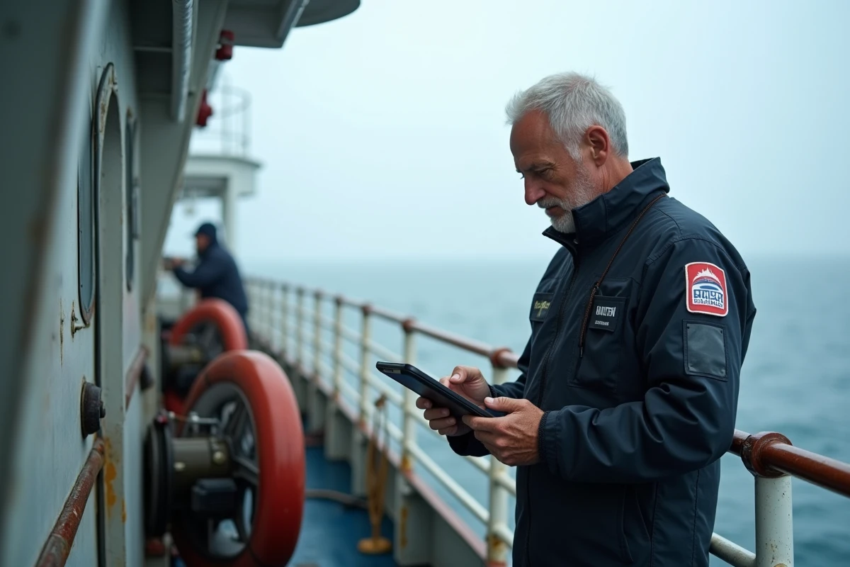 Biologiste marin ancien documentant ses découvertes en mer