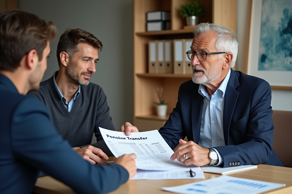 Conseiller financier explique options de pension à un couple