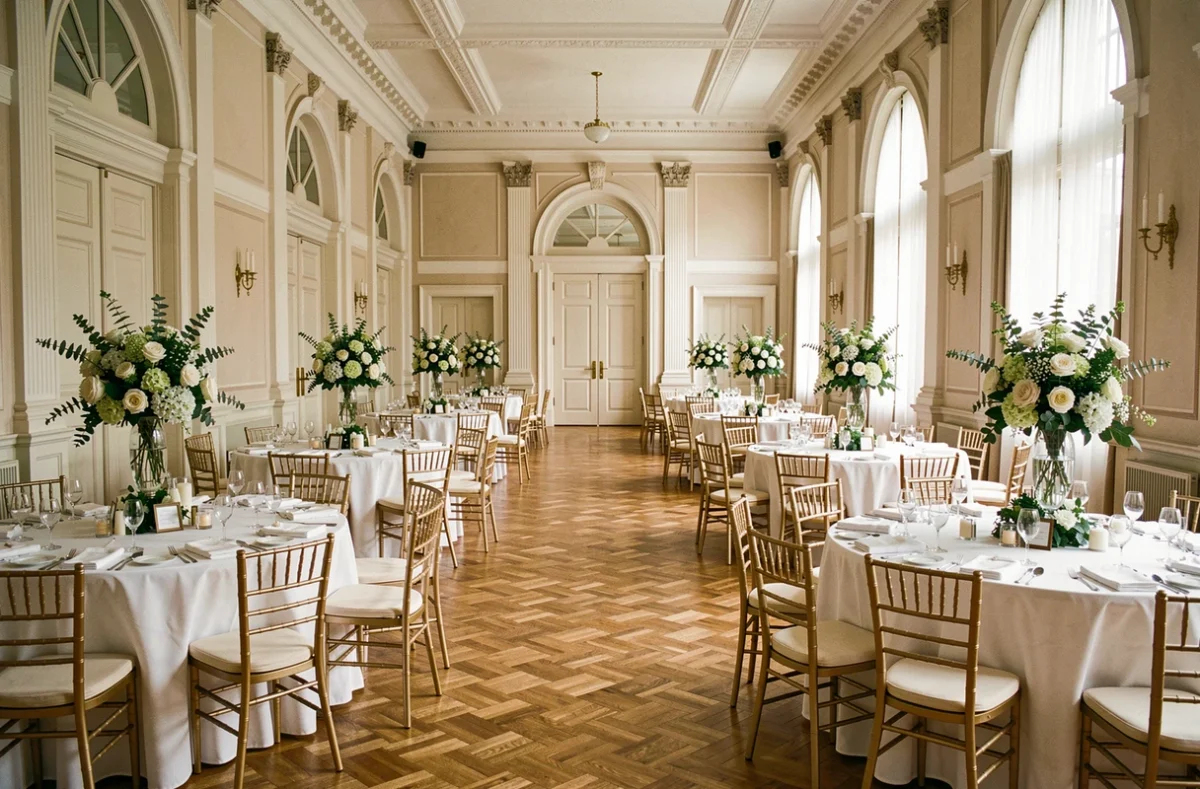 Salle de réception élégamment décorée pour un gala d'entreprise à l'Espace Seforex