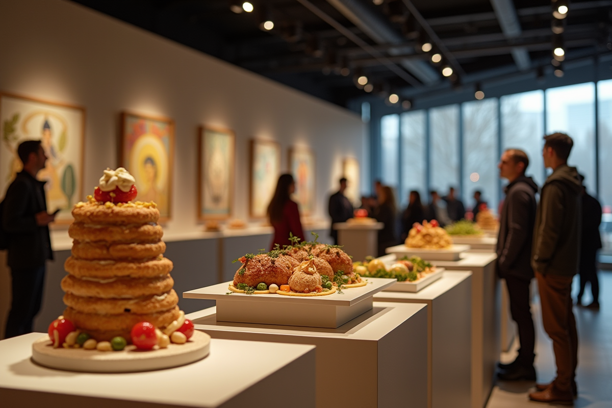 Exposition d oeuvres culinaires dans une galerie d art