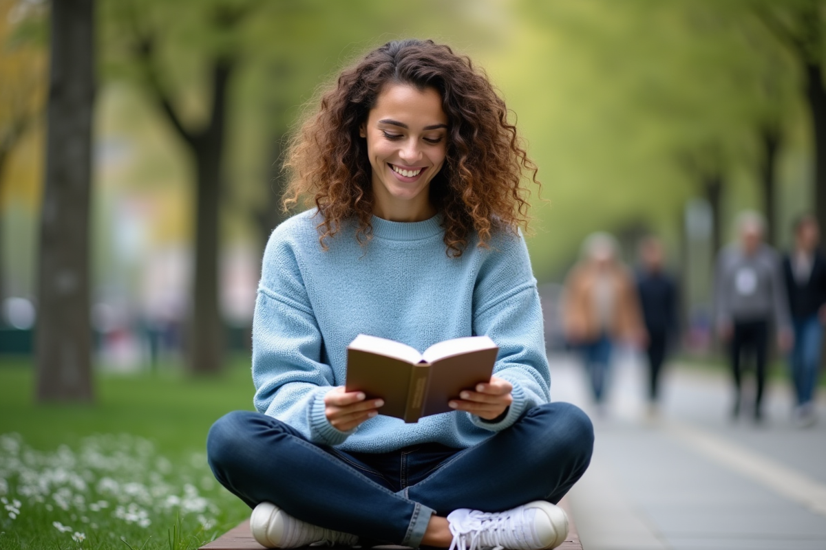 Femme lisant un guide d