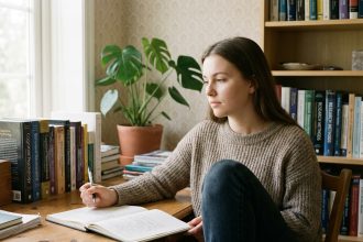 Jeune femme en étude psychologique dans un bureau lumineux