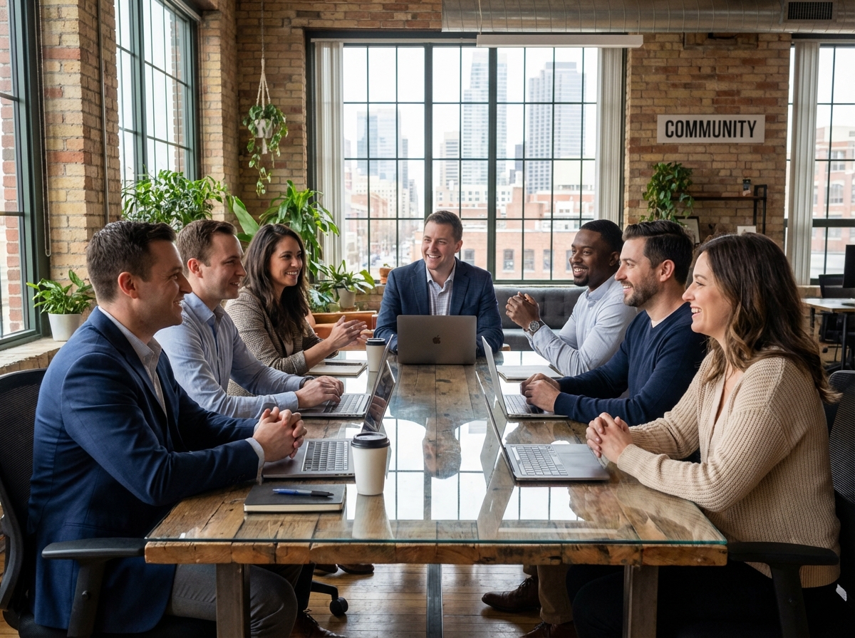 Groupe divers d'IT professionnels en réunion moderne