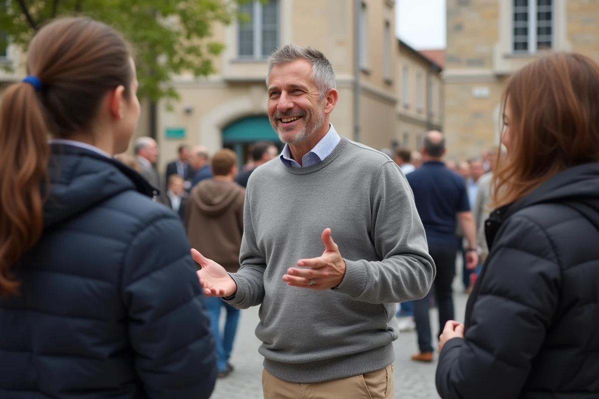 Homme français discutant lors d’un événement communautaire