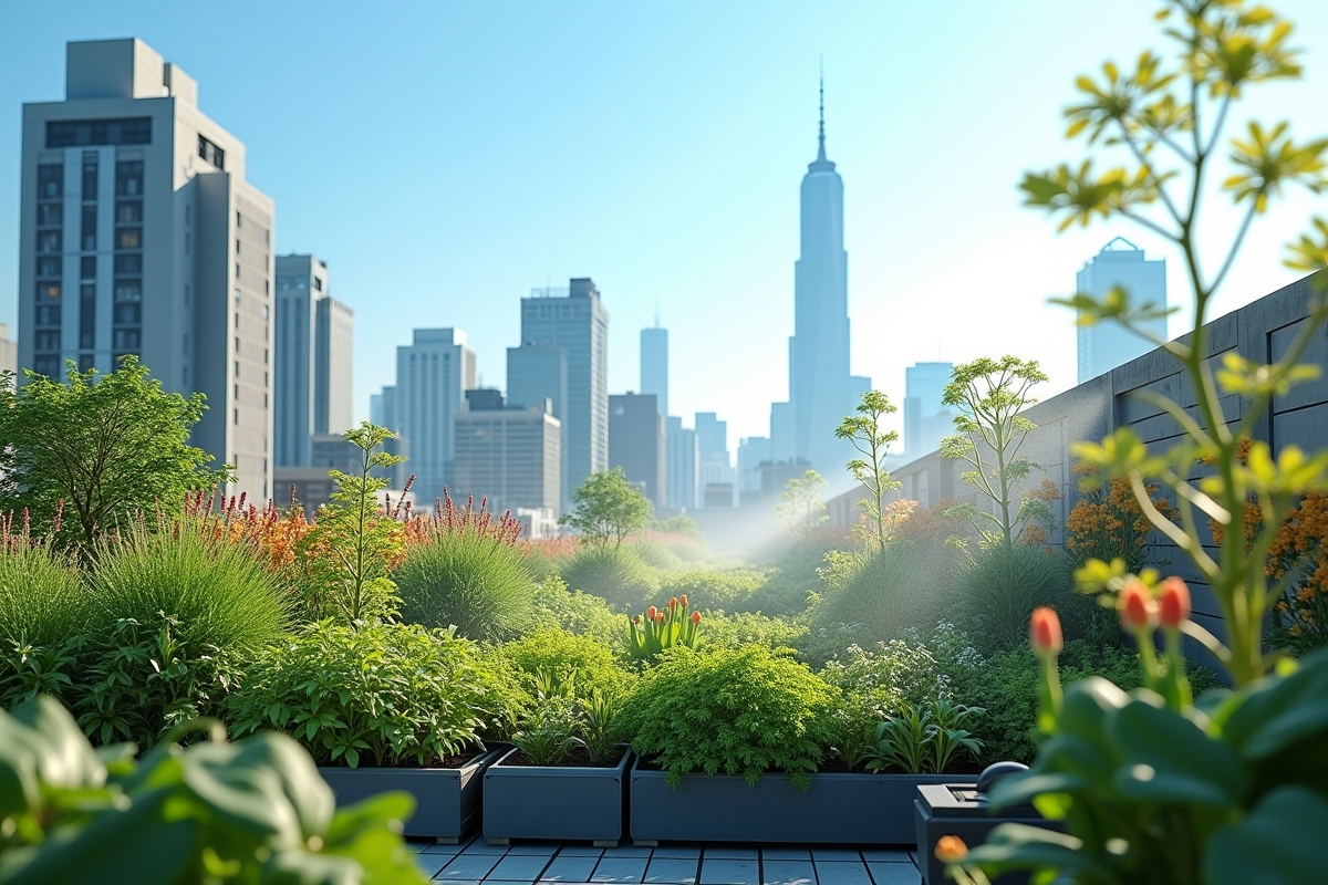 Jardin urbain moderne avec système d