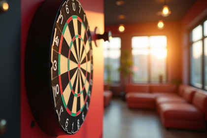 Salle de jeu moderne avec dartboard connecté en lumière naturelle